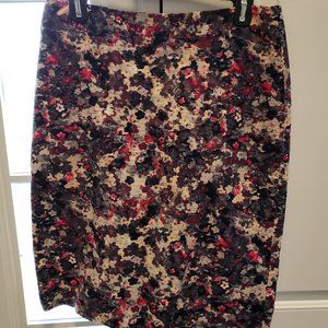 Talbots Navy, Pink & Cream Floral Skirt - Size 6